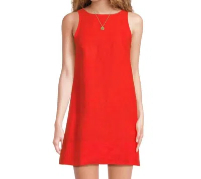 Madewell Contrast-stitch Shift Mini Dress In Linen Bright Flame