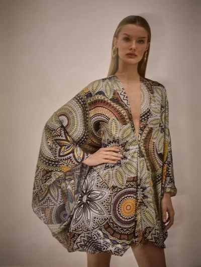 Alexis Marivelle Caftan Medallion Print In Gray
