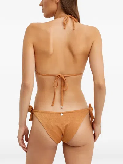 Max Mara Alea Triangle Logo Bikini In Brown