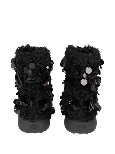 Tod's Sequin-embellished Shearling-effect Boots In Multi