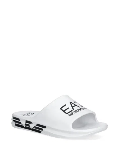 Ea7 Logo-print Slides In White