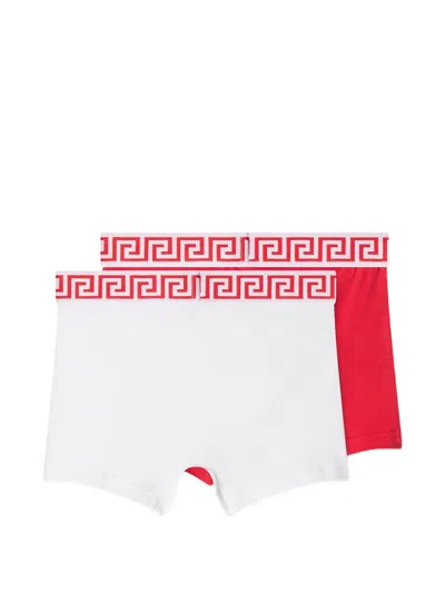 Versace Cotton-jersey Trunks 2-pack In Red
