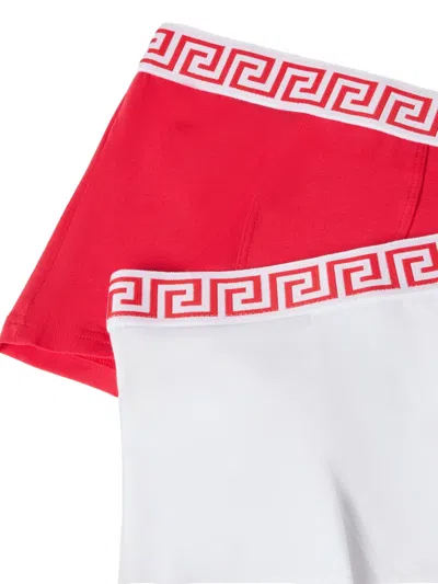 Versace Cotton-jersey Trunks 2-pack In Red