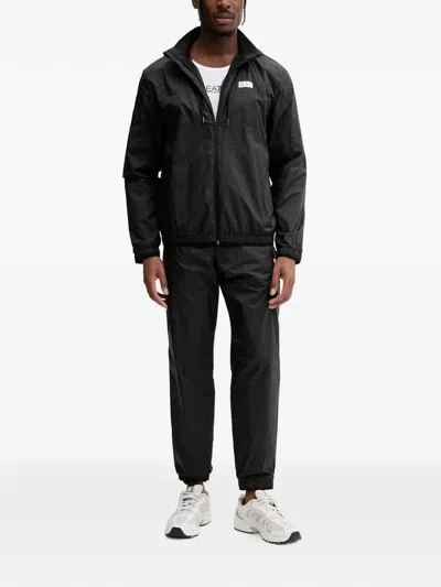 Ea7 Ventus7 Grid-pattern Track Pants In Black