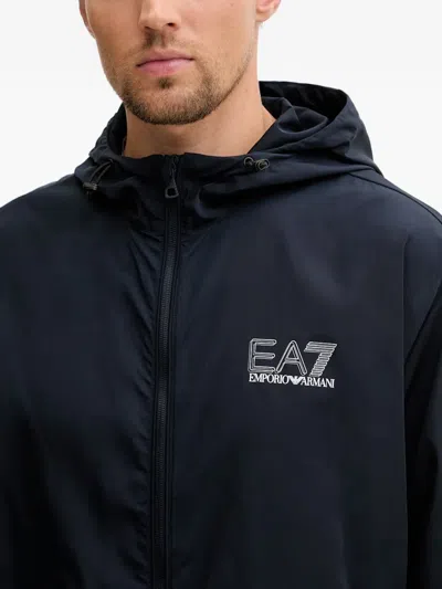 Ea7 Logo-print Hooded Jacket In Blue