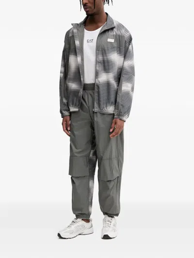 Ea7 Gradient-print Panelled Jacket In Gray