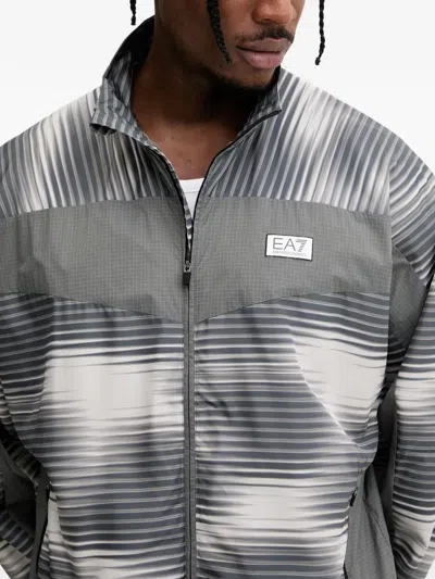 Ea7 Gradient-print Panelled Jacket In Gray