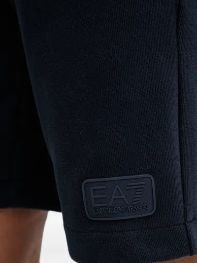Ea7 Logo-patch Drawstring Shorts In Blue