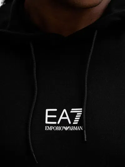Ea7 Cotton Pullover Hooded Sweatshirt From Core Identity In Black