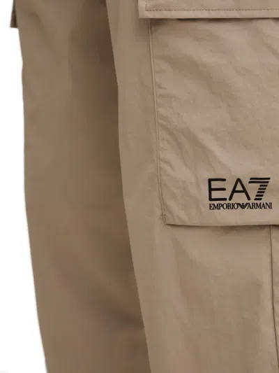 Ea7 Logo-print Cargo Pants In Neutral