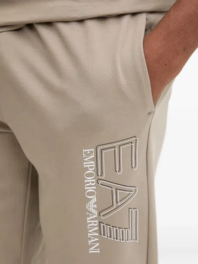 Ea7 Logo-print Drawstring Track Pants In Neutral