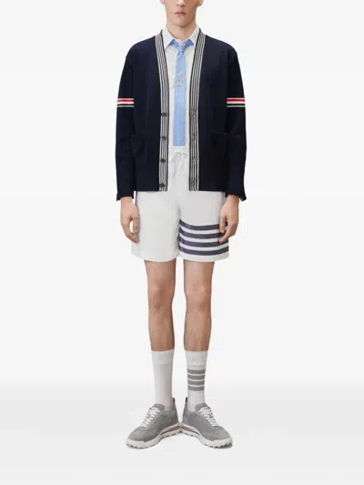 Thom Browne Grey Funmix Checked Cotton Shirt In Medium Blue