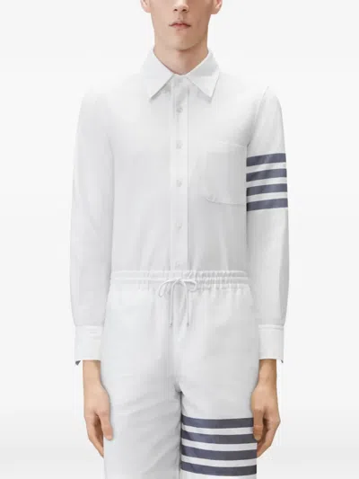 Thom Browne Grey Funmix Checked Cotton Shirt In Medium Blue