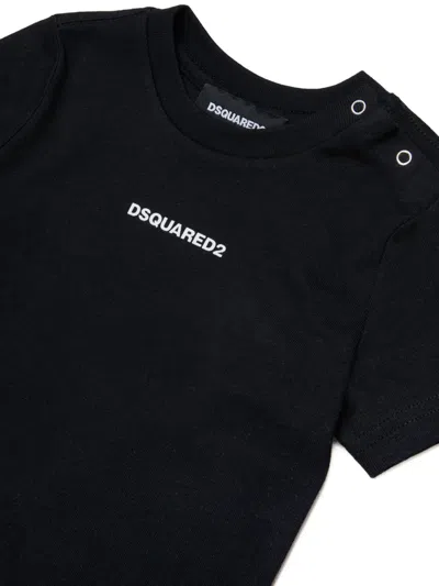 Dsquared2 Logo-print Shoulder-button T-shirt In Black