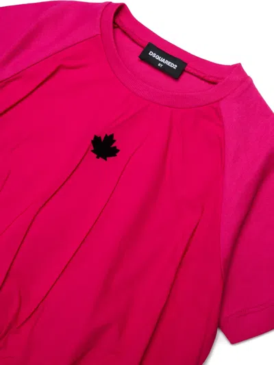 Dsquared2 Logo-patch Elasticated T-shirt In Pink