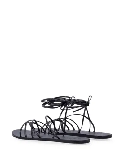 Manebi Flat Sole Open Toe Multi Strap Sandals In Black
