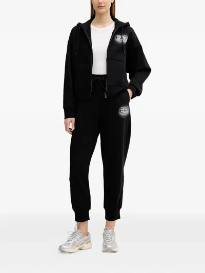 Ea7 Logo-print Track Pants In Black