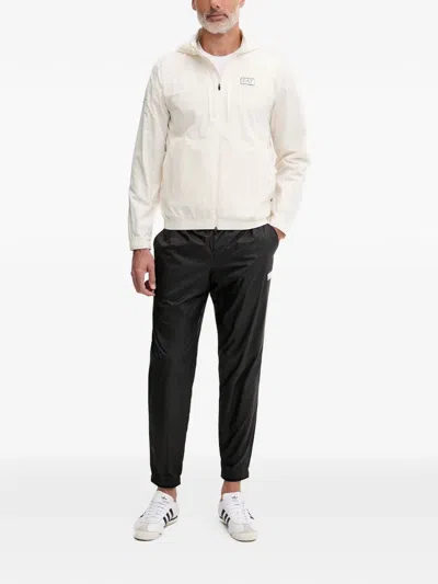 Ea7 Grid-pattern Track Pants In White