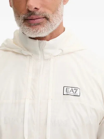 Ea7 Grid-pattern Track Pants In White