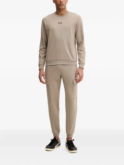 Ea7 Logo-print Cargo Pants In Neutral