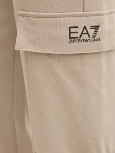 Ea7 Logo-print Cargo Pants In Neutral