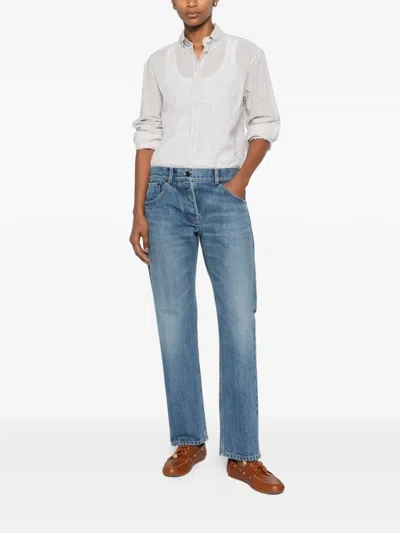 The Row Dalan Check-pattern Long-sleeve Shirt In White