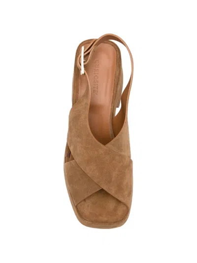 Curiosite Crossover-strap Platform Sandals In Brown