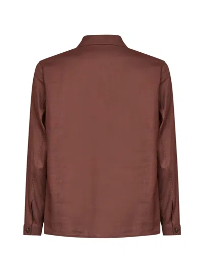 Hevo Specchiolla Flap-pocket Long-sleeve Shirt In Brown
