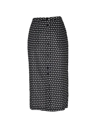 Frame The Dot Front Button Midi Skirt In Black