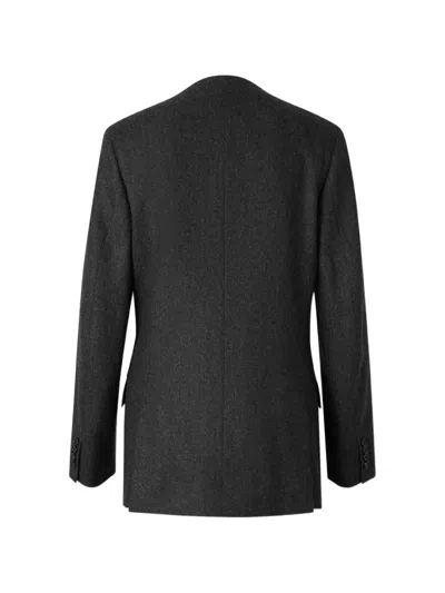 Jil Sander Collarless Button-up Jacket In Gray