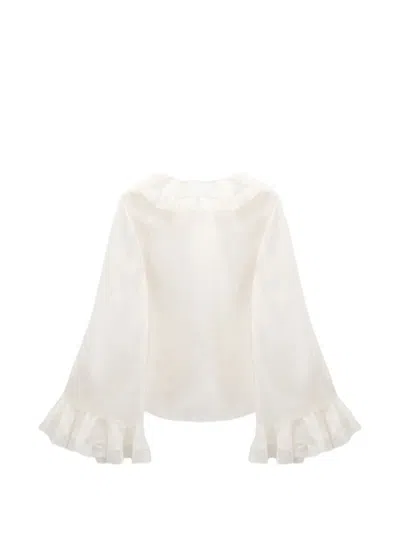 Dorothee Schumacher Striped Silk-viscose Blouse In White
