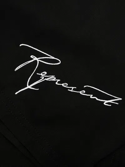 Represent Logo-embroidered Drawstring Shorts In Black