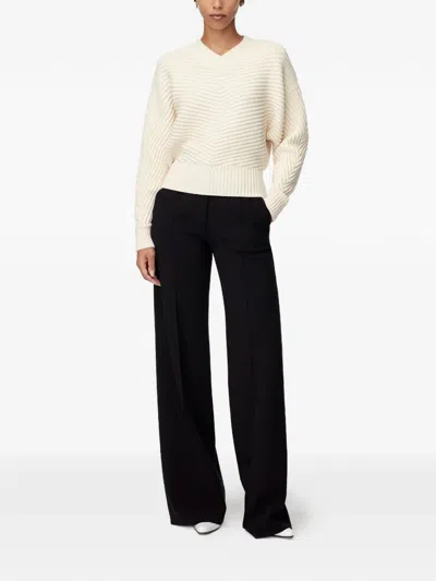 Another Tomorrow Ribbed-knit Dolman-sleeve Sweater In Neutral