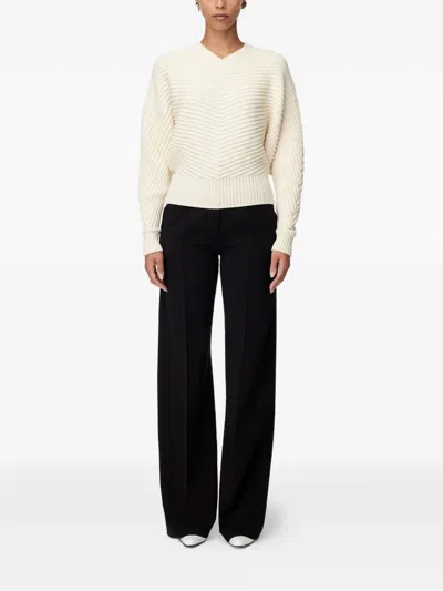 Another Tomorrow Ribbed-knit Dolman-sleeve Sweater In Neutral