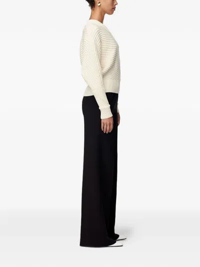 Another Tomorrow Ribbed-knit Dolman-sleeve Sweater In Neutral