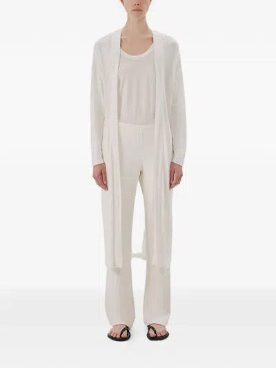 Another Tomorrow Belted Jersey Robe In White