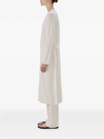 Another Tomorrow Belted Jersey Robe In White