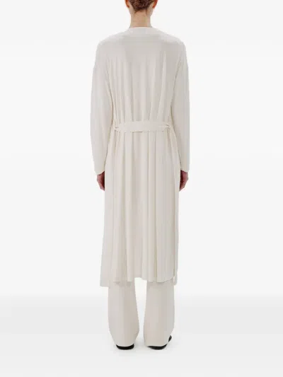 Another Tomorrow Belted Jersey Robe In White