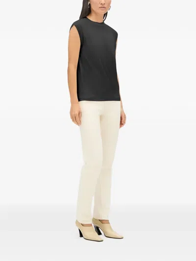 Another Tomorrow Wool Sleeveless Top In Black
