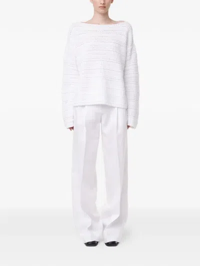 Another Tomorrow Oversized-fit Textured Sweater In White