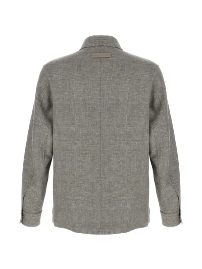 Zegna Crossover Overshirt Jacket Chest Pockets In Gray