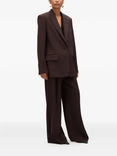 Another Tomorrow Wool Tailored Oversized Peak-lapel Jacket In Brown