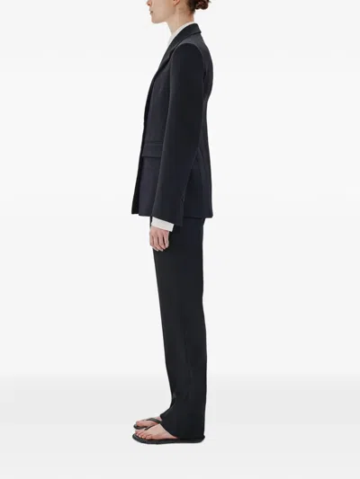 Another Tomorrow Double-breasted Structured Blazer In Black
