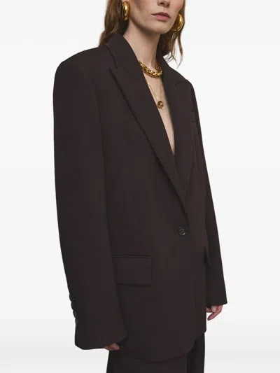Another Tomorrow Wool Tailored Oversized Peak-lapel Jacket In Brown