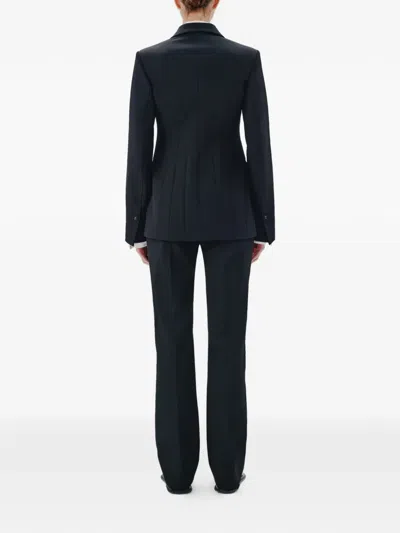 Another Tomorrow Double-breasted Structured Blazer In Black