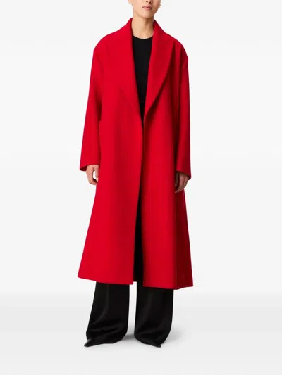 Another Tomorrow Oversized Cashmere Wrap Coat In Red