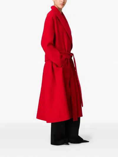 Another Tomorrow Oversized Cashmere Wrap Coat In Red