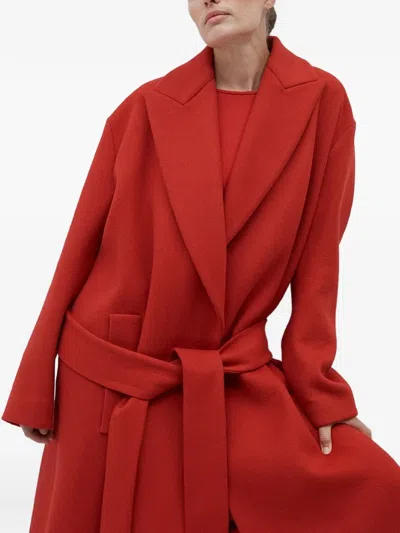 Another Tomorrow Oversized Cashmere Wrap Coat In Red