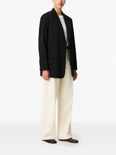 Another Tomorrow Oversized Peak-lapel Blazer In Black