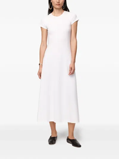 Another Tomorrow Short-sleeve Jersey Midi-dress In White